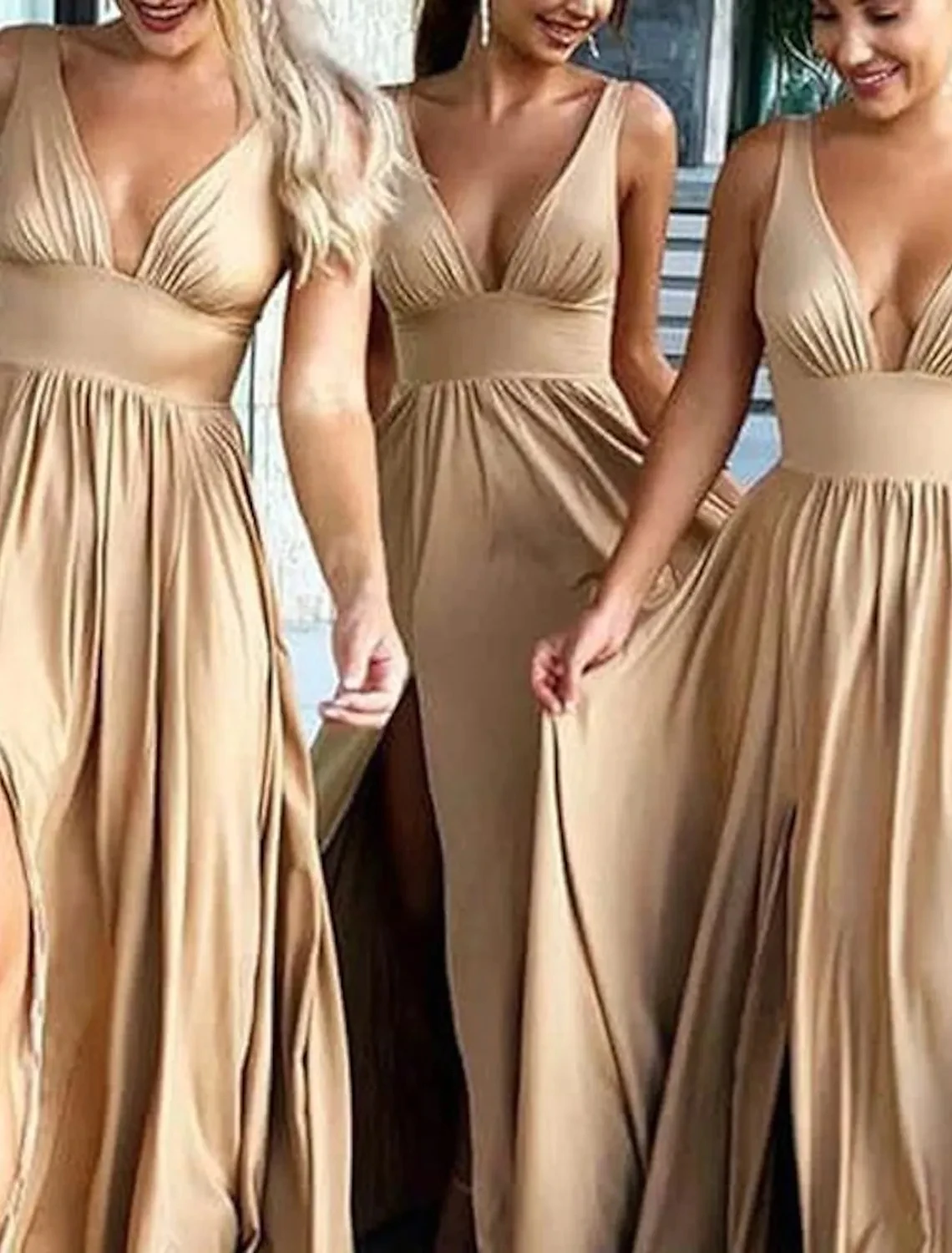 Elegant A-Line Bridesmaid Dress for Women 2022 V Neck Sleeveless Sexy Sweep Train Spandex with Ruffles Split Front Evening Gowns
Elegant A-Line Bridesmaid Dress for Women 2022 V Neck Sleeveless Sexy Sweep Train Spandex with Ruffles Split Front Evening Gowns