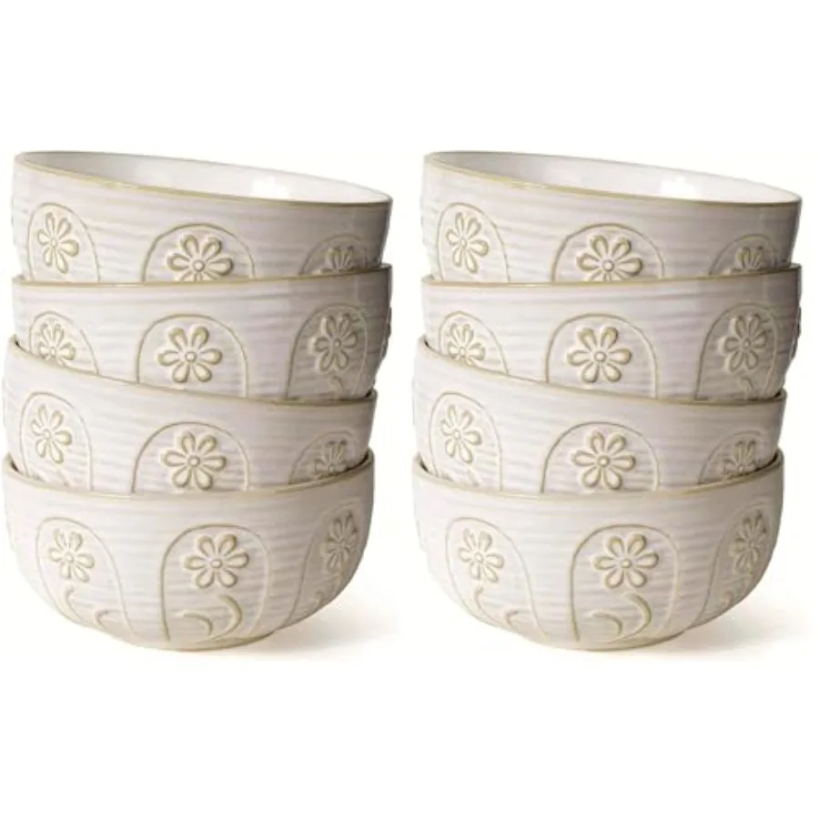 Soup Bowls Cereal Bowls Set of 4 White Embossment Ceramic Ramen Bowl for Salad Dinner Pho Noodle Pasta Snacks Dishwasher Microw
Soup Bowls Cereal Bowls Set of 4 White Embossment Ceramic Ramen Bowl for Salad Dinner Pho Noodle Pasta Snacks Dishwasher Microw