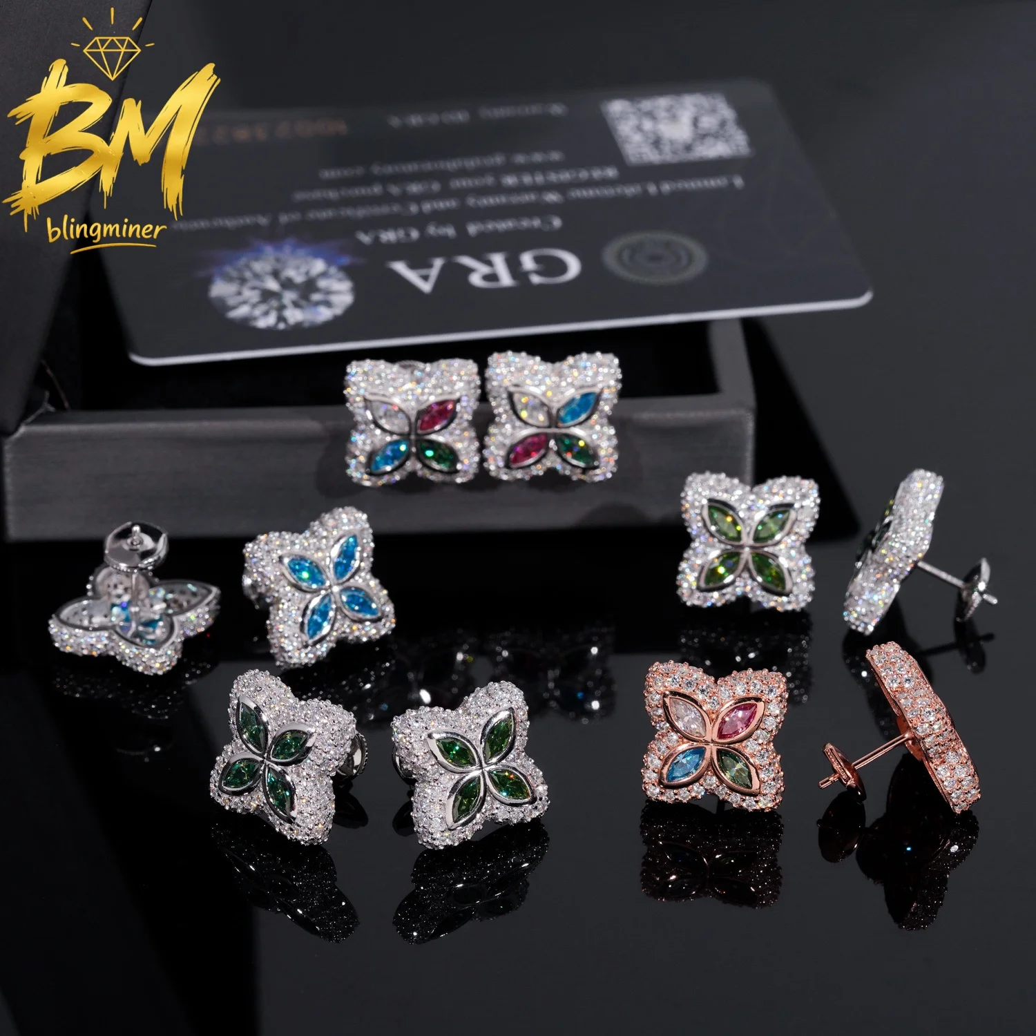 Blingminer 19mm Flower VVS Moissanite Earrings For Men Women S925 Silver Ear Studs Jewelry Pass Diamonds Tester GRA Free Shippin
Blingminer 19mm Flower VVS Moissanite Earrings For Men Women S925 Silver Ear Studs Jewelry Pass Diamonds Tester GRA Free Shippin