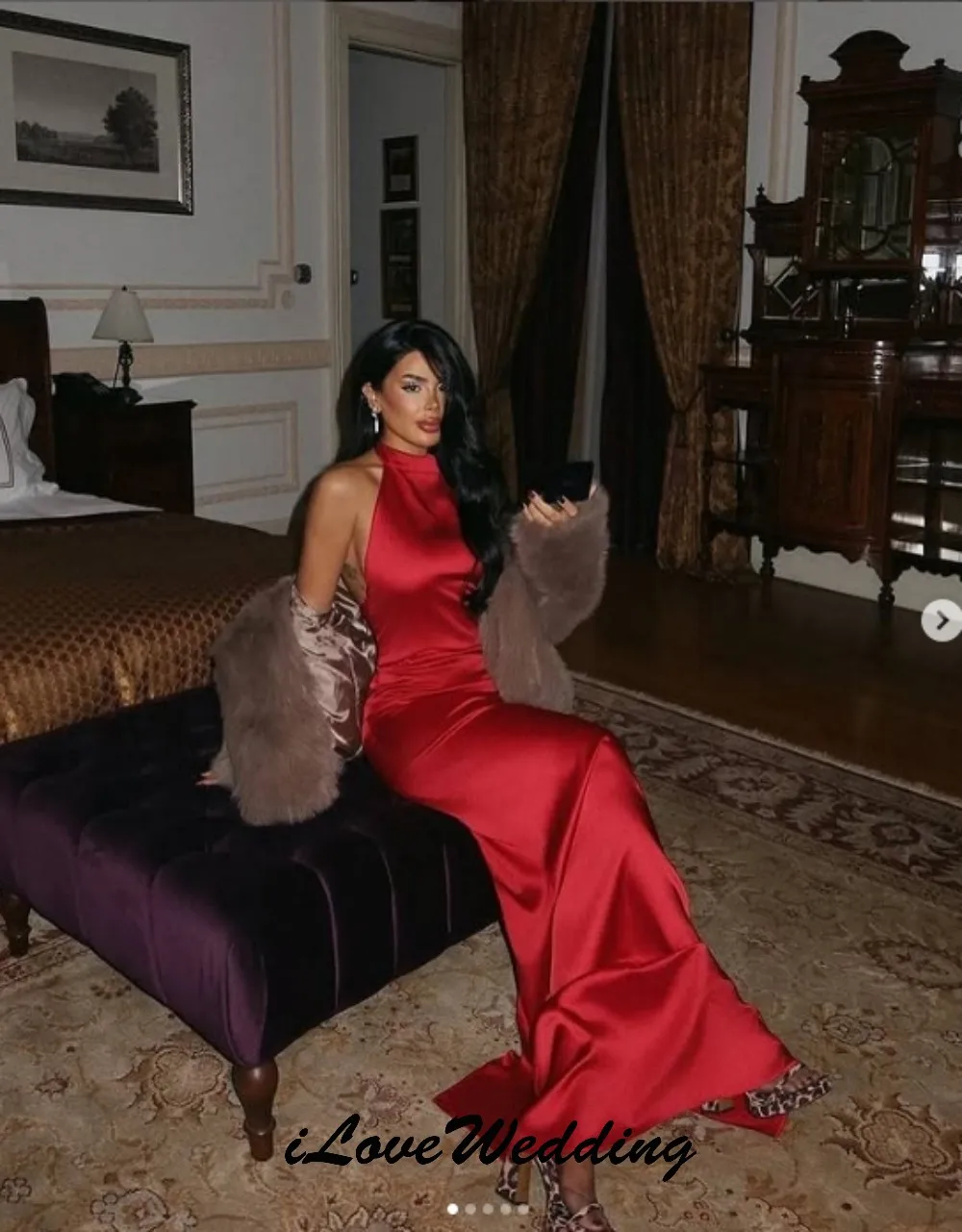Evening Dresses 2025 Rose Red Wedding Party Dress For Woman Halter Mermaid Satin Elegant Prom Dresses Formal Gala Customized
Evening Dresses 2025 Rose Red Wedding Party Dress For Woman Halter Mermaid Satin Elegant Prom Dresses Formal Gala Customized