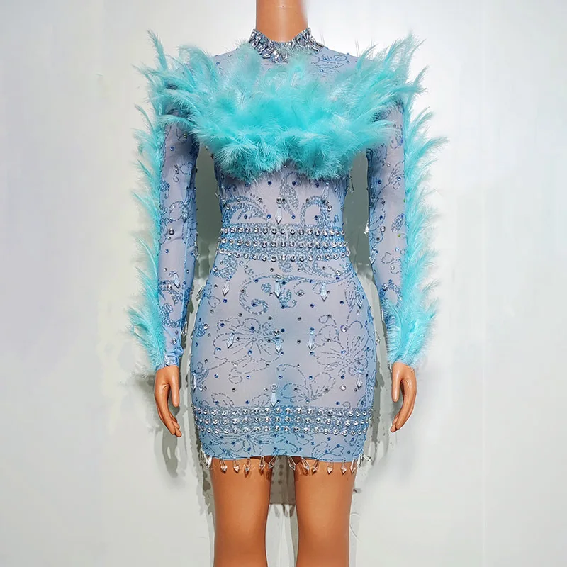 Birthday Light Blue Feather Temperament Evening Dress Birthday Party Event Company Annual Meeting Talent Show Clothing Robe Fête
Birthday Light Blue Feather Temperament Evening Dress Birthday Party Event Company Annual Meeting Talent Show Clothing Robe Fête