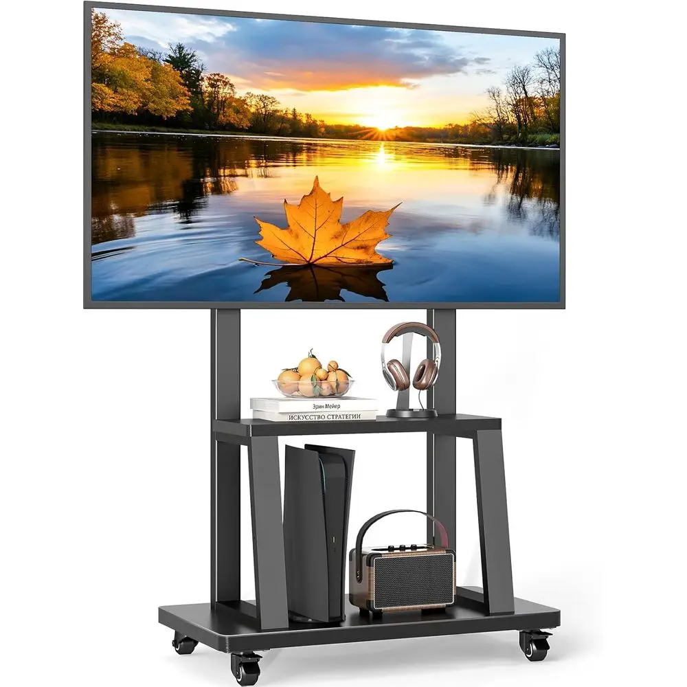 Mobile TV Cart Rolling TV Stand or 37-75 inch TVs Up to 150lbs, Heavy-Duty Portable TV Stand on Wheels with 2-Tier Wooden Storag
Mobile TV Cart Rolling TV Stand or 37-75 inch TVs Up to 150lbs, Heavy-Duty Portable TV Stand on Wheels with 2-Tier Wooden Storag