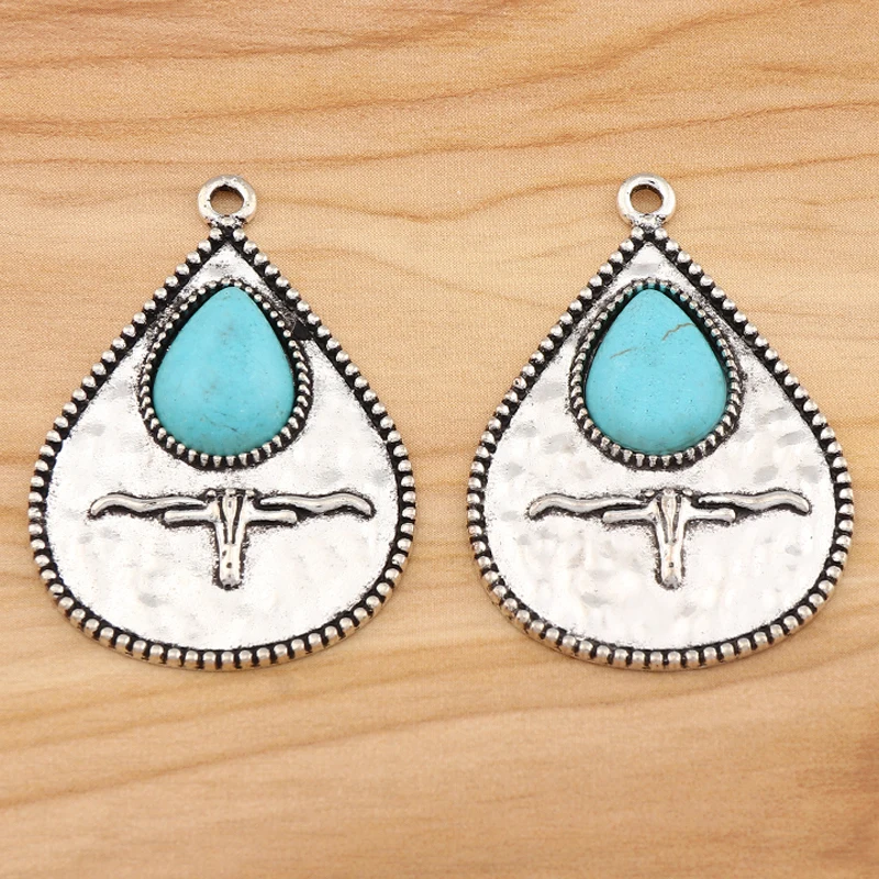 3 Pieces Tibetan Silver Boho Faux Turquoises Water Drop Western Bull Skull Teardrop Charms Pendants For DIY Earring Accessories
3 Pieces Tibetan Silver Boho Faux Turquoises Water Drop Western Bull Skull Teardrop Charms Pendants For DIY Earring Accessories