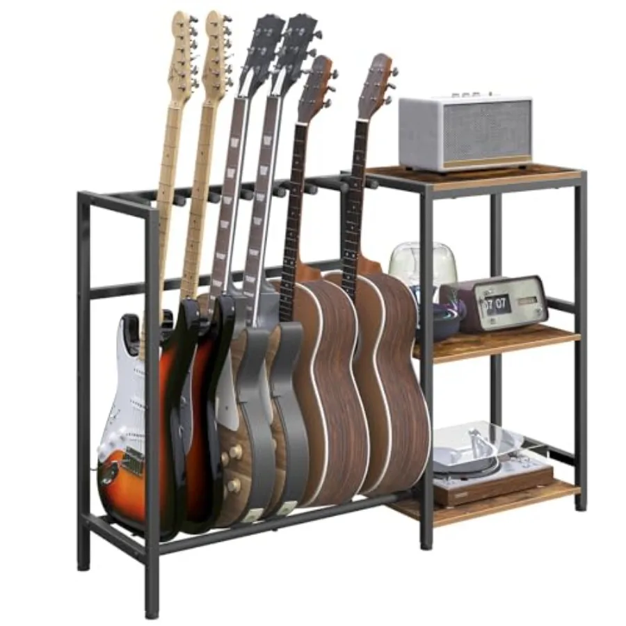 Guitar Stand for 6 String Instruments Rustic Brown Guitar Holder with Side Shelves Non-Slip Rubber Pads Suitable for Acoustic G
Guitar Stand for 6 String Instruments Rustic Brown Guitar Holder with Side Shelves Non-Slip Rubber Pads Suitable for Acoustic G