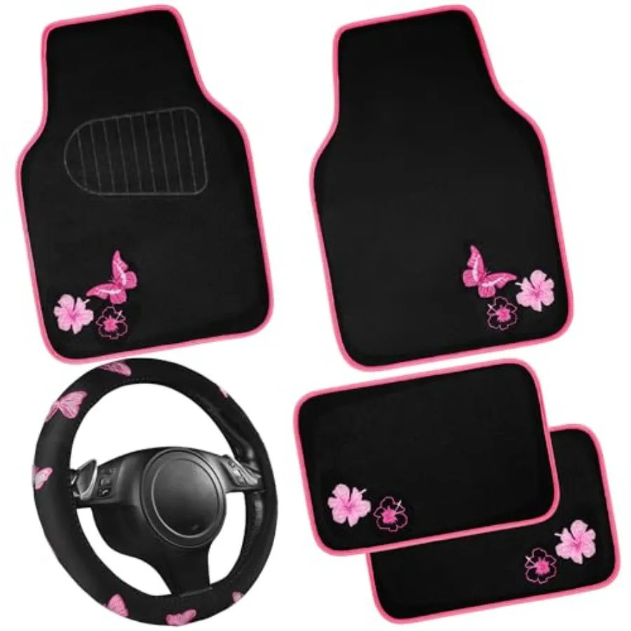 Embroidery Butterfly Steering Wheel Cover and Waterproof Car Floor Mats, Pink Car Mats 14.5-15inch Steering Wheel Covers Univer
Embroidery Butterfly Steering Wheel Cover and Waterproof Car Floor Mats, Pink Car Mats 14.5-15inch Steering Wheel Covers Univer