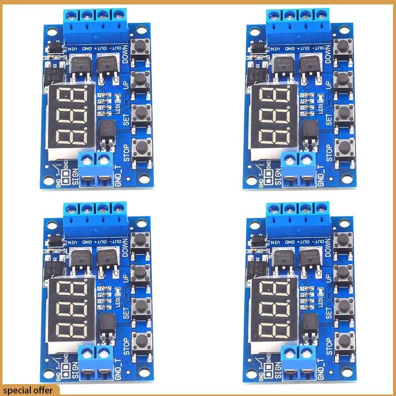 A68Z 4X DC 12 В 24 В светодиодный светильник с цифровой задержкой времени, реле задержки времени, схема переключателя, двойной модуль платы управления трубкой Mos
A68Z 4X DC 12 В 24 В светодиодный светильник с цифровой задержкой времени, реле задержки времени, схема переключателя, двойной модуль платы управления трубкой Mos