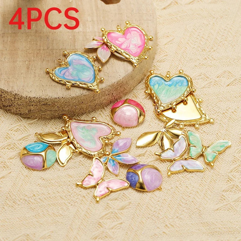 4Pcs European American Gradient Enamel Butterfly Heart Stainless Steel Charms DIY Necklace Earring Making Accessories
4Pcs European American Gradient Enamel Butterfly Heart Stainless Steel Charms DIY Necklace Earring Making Accessories
