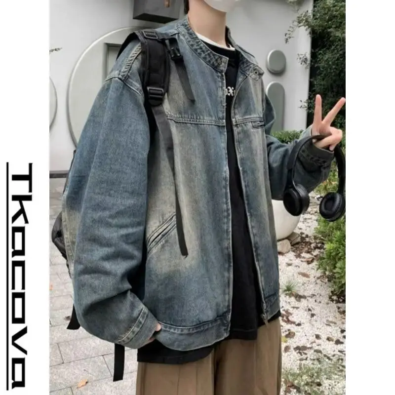 Retro Waed Tie Dye Loose Fit Stand Collar Men's Denim Jaet High Street Sle y Workwear Jaet in Stand Size
Retro Waed Tie Dye Loose Fit Stand Collar Men's Denim Jaet High Street Sle y Workwear Jaet in Stand Size