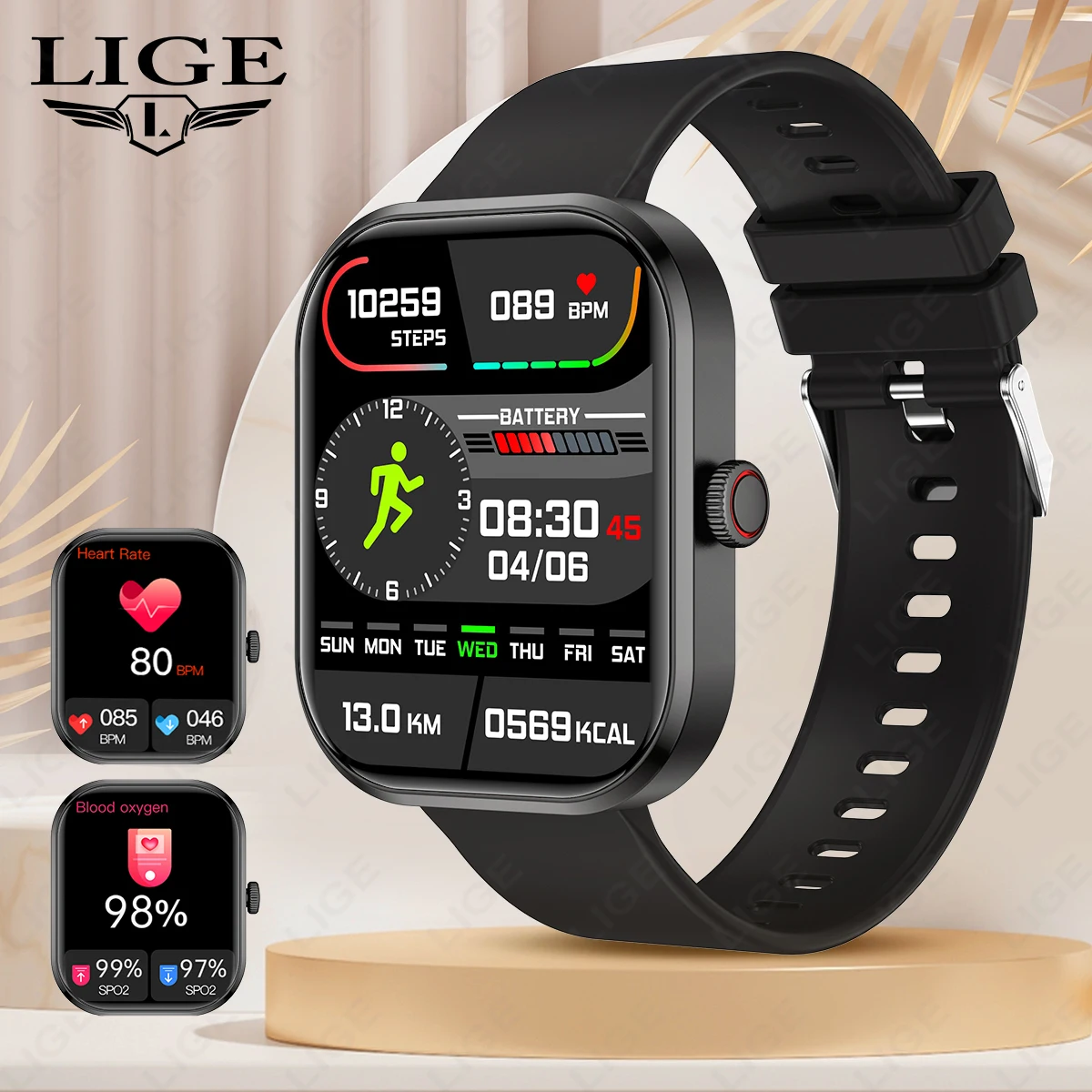 LIGE 2.01 IPS Large-Screen Smartwatch Multi-Sport Tracking Weather Forecast Smart Watch Heart Rate Monitoring Fitness Smart Band
LIGE 2.01 IPS Large-Screen Smartwatch Multi-Sport Tracking Weather Forecast Smart Watch Heart Rate Monitoring Fitness Smart Band