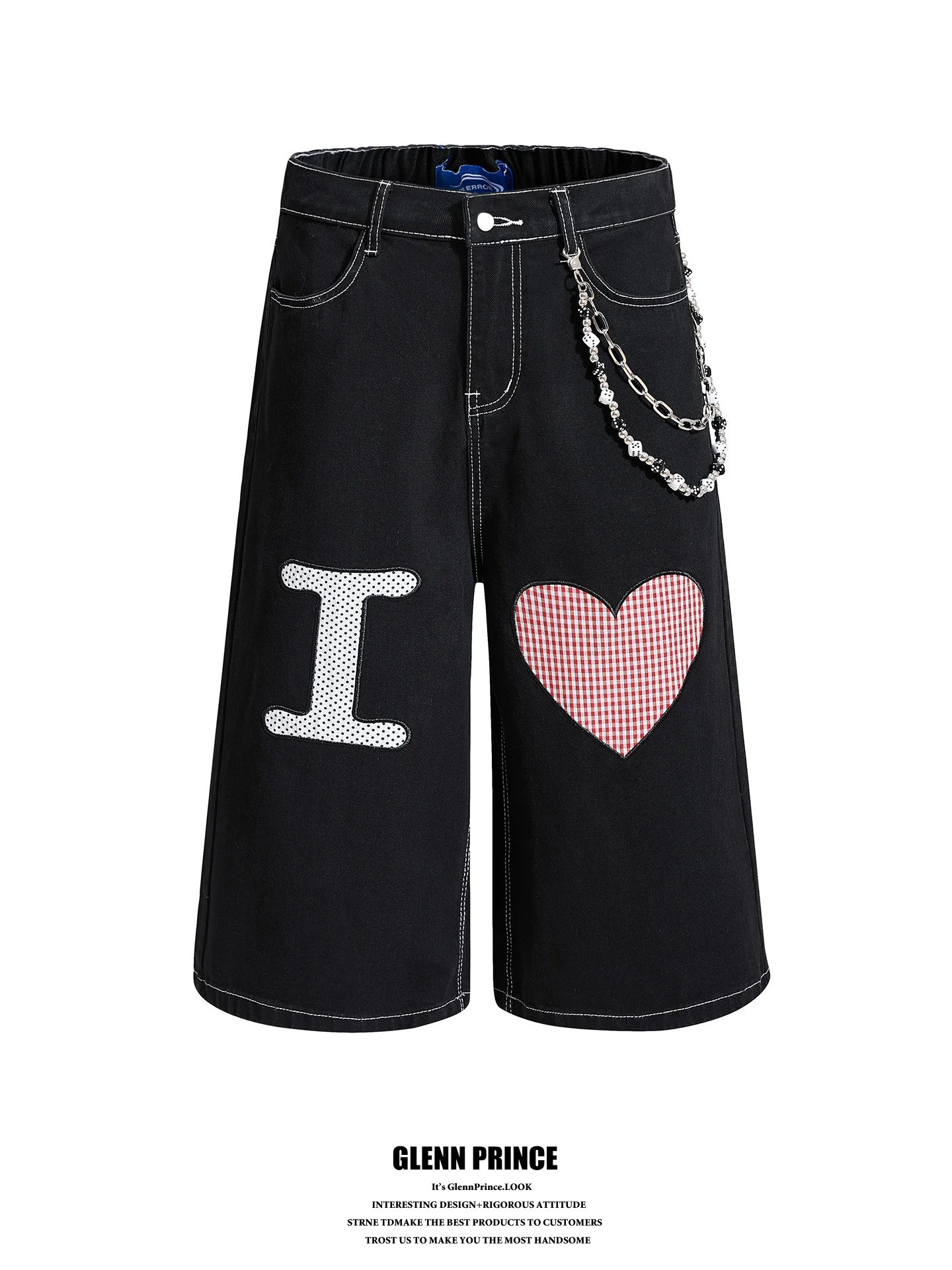 Retro American Love Patchwork Chain Denim Jeans Men Summer Apy Short Pants Ins Straight Loose Fit Wear Resistant Casual Jeans
Retro American Love Patchwork Chain Denim Jeans Men Summer Apy Short Pants Ins Straight Loose Fit Wear Resistant Casual Jeans