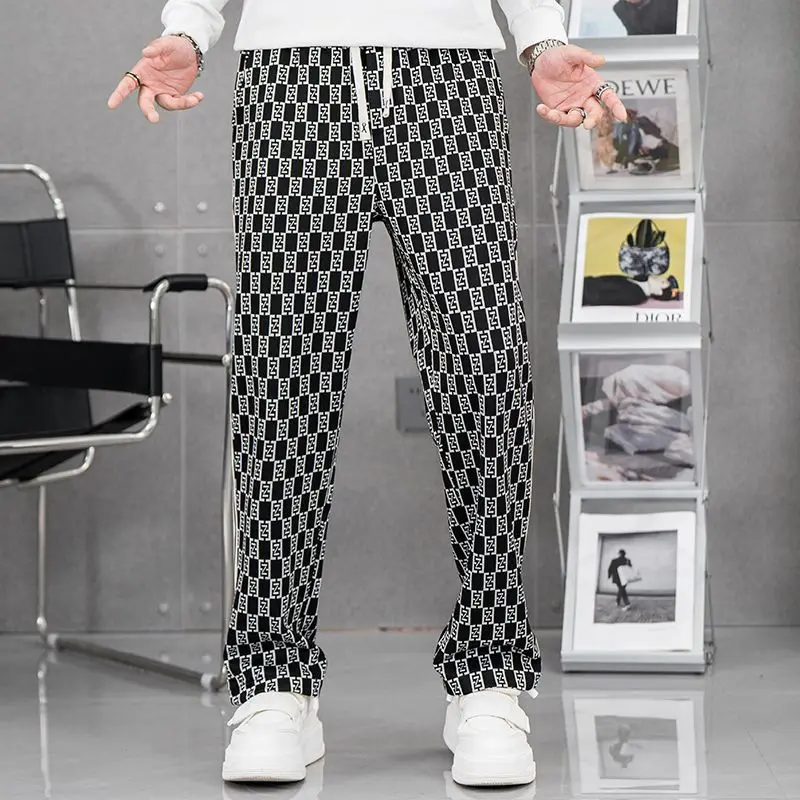 Plaid Contrast Casual Pants 2025 Men's Letter Printed High Quality Drawstring Straight Pants
Plaid Contrast Casual Pants 2025 Men's Letter Printed High Quality Drawstring Straight Pants