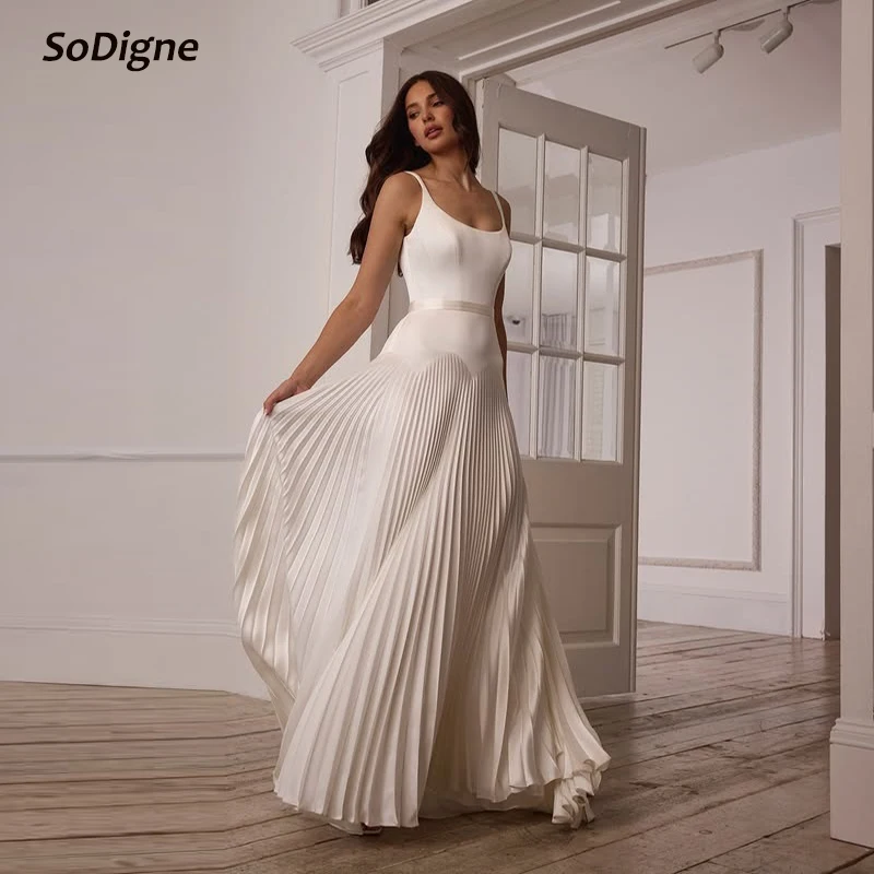 SoDigne A-line Satin Bride Dresses Sleeveless Ruched Long Wedding Dress Boho Bridal Gowns vestidos de novia Customized
SoDigne A-line Satin Bride Dresses Sleeveless Ruched Long Wedding Dress Boho Bridal Gowns vestidos de novia Customized