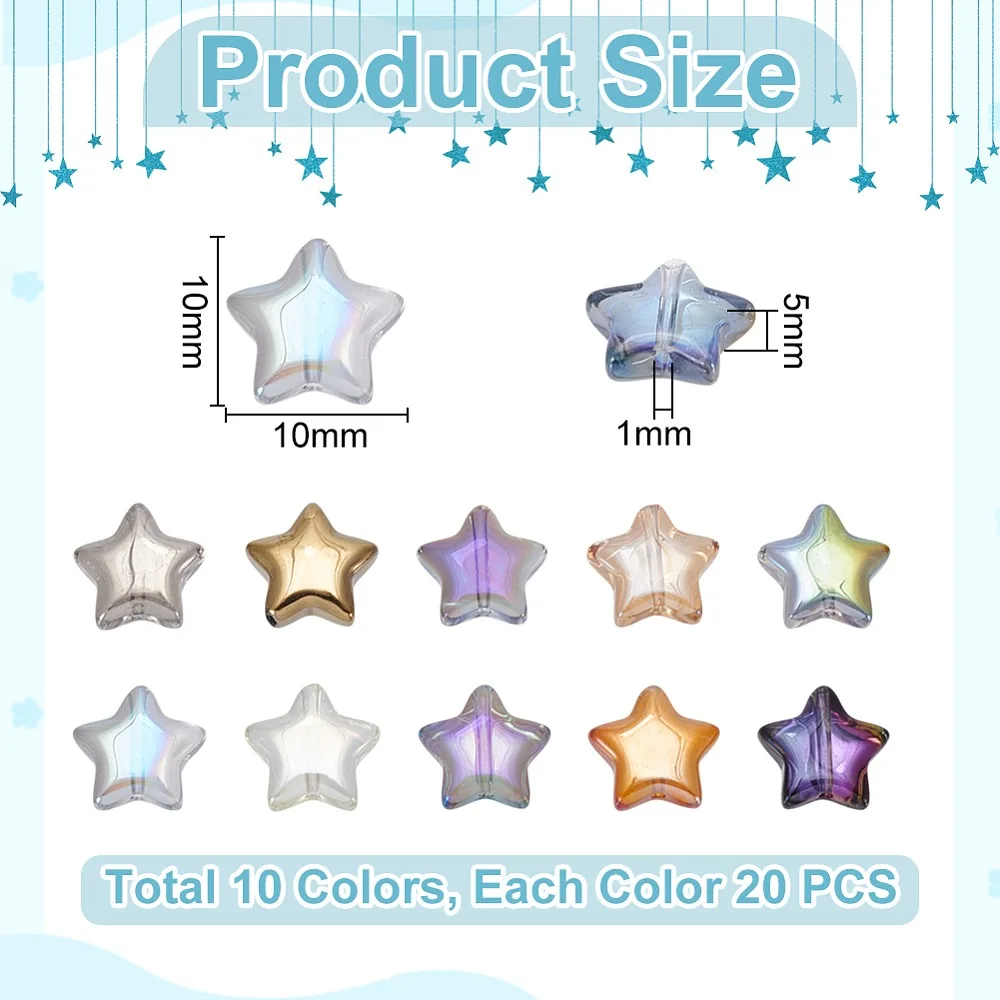 200Pcs 10 Colors Electroplate Transparent Glass Beads Star Half Plated Mixed Color 10x10x5mm Hole: 1mm 20pcs/color
200Pcs 10 Colors Electroplate Transparent Glass Beads Star Half Plated Mixed Color 10x10x5mm Hole: 1mm 20pcs/color