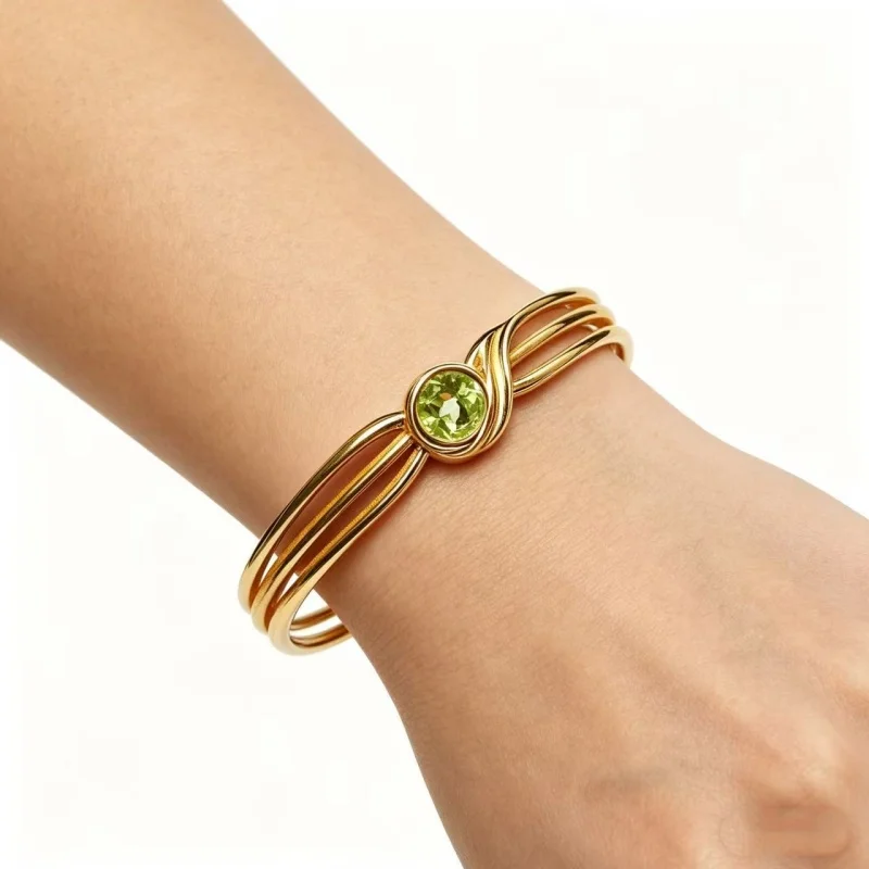 legant Twist Design S925 Silver Peridot Bracelet 14K Gold Plated Open Cuff Bangle Natural Gemstone August Birthstone Fine Jewelr
legant Twist Design S925 Silver Peridot Bracelet 14K Gold Plated Open Cuff Bangle Natural Gemstone August Birthstone Fine Jewelr