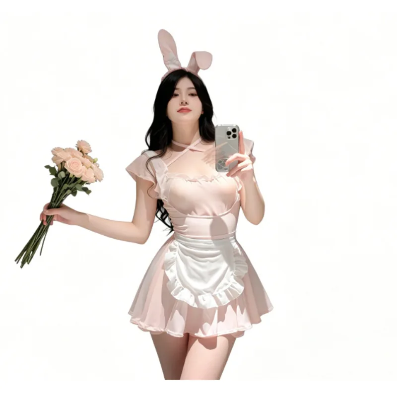 Sexy Bunny Lace Strap Dress With Maid Apron Cute Bunny Maid Cosplay Bunny Girl Uniform Dress Pure Desire For Woman Charming UXF1
Sexy Bunny Lace Strap Dress With Maid Apron Cute Bunny Maid Cosplay Bunny Girl Uniform Dress Pure Desire For Woman Charming UXF1
