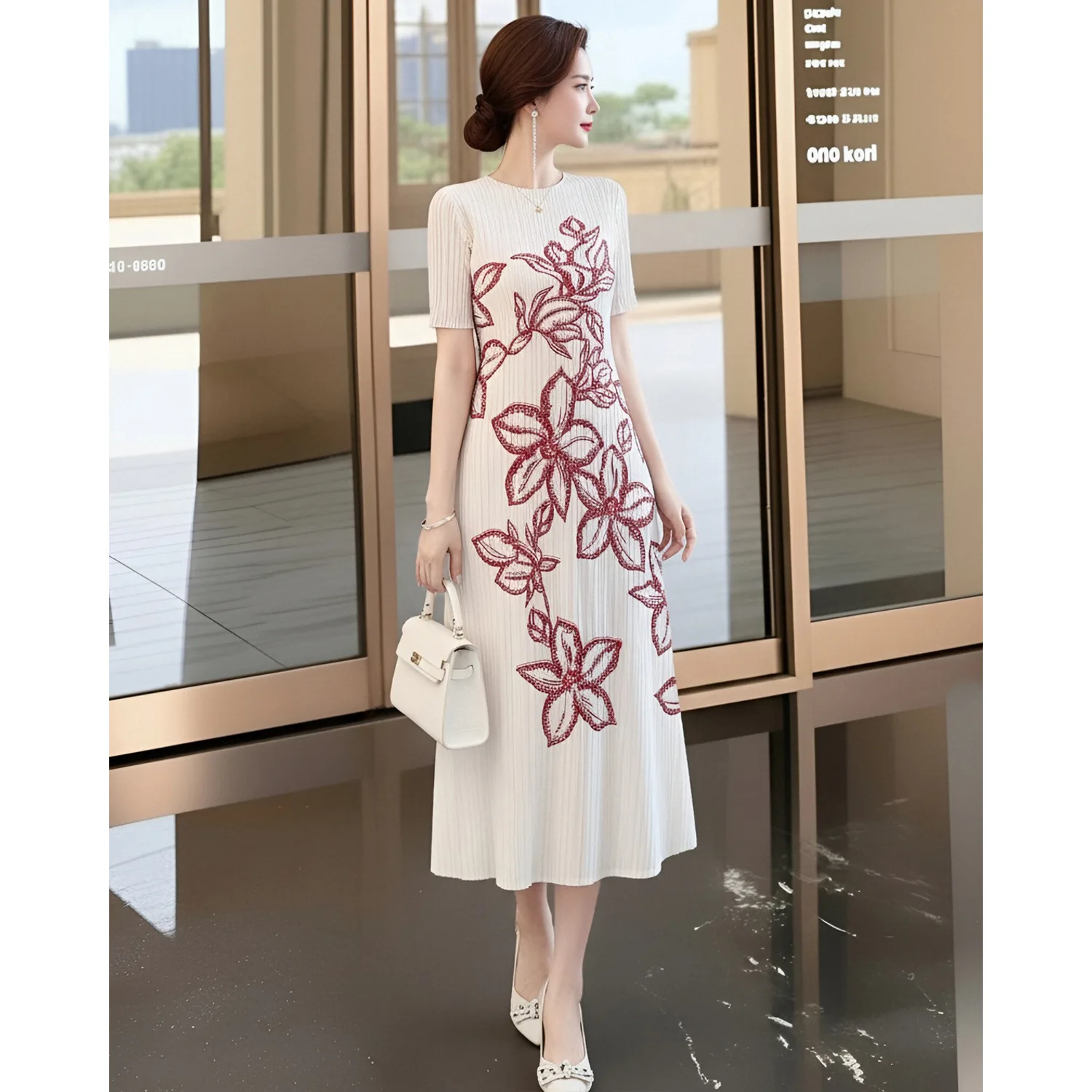 Miyake Premium Rose Print Women's Pleated Dress Crew Neck Short Sleeve A-Line Casual Fashion Elastic Famale Clothing
Miyake Premium Rose Print Women's Pleated Dress Crew Neck Short Sleeve A-Line Casual Fashion Elastic Famale Clothing