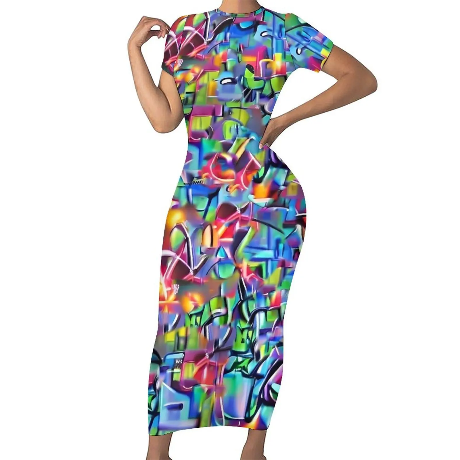 Graffiti Chaos Bodycon Dress Female Colorful Print Night Club Maxi Dresses Holiday Short Sleeve Street Fashion Big Size Dress
Graffiti Chaos Bodycon Dress Female Colorful Print Night Club Maxi Dresses Holiday Short Sleeve Street Fashion Big Size Dress