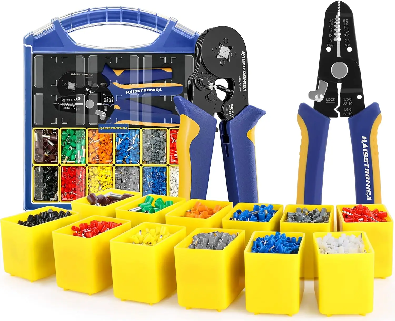 Ferrule Crimping Tool Kit with 2500pcs Wire End Terminals and Stripper for AWG 23-7, Professional Electrical Assembly
Ferrule Crimping Tool Kit with 2500pcs Wire End Terminals and Stripper for AWG 23-7, Professional Electrical Assembly
