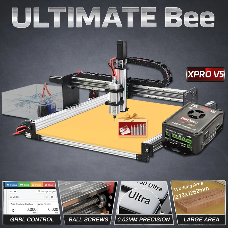 BulkMan3D ULTIMATE Bee Гравер с ЧПУ xPRO V5 GRBL 4-осевой шариковый винт HGR Рельсы Точный фрезерный станок для дерева, металла, акриловой резки
BulkMan3D ULTIMATE Bee Гравер с ЧПУ xPRO V5 GRBL 4-осевой шариковый винт HGR Рельсы Точный фрезерный станок для дерева, металла, акриловой резки
