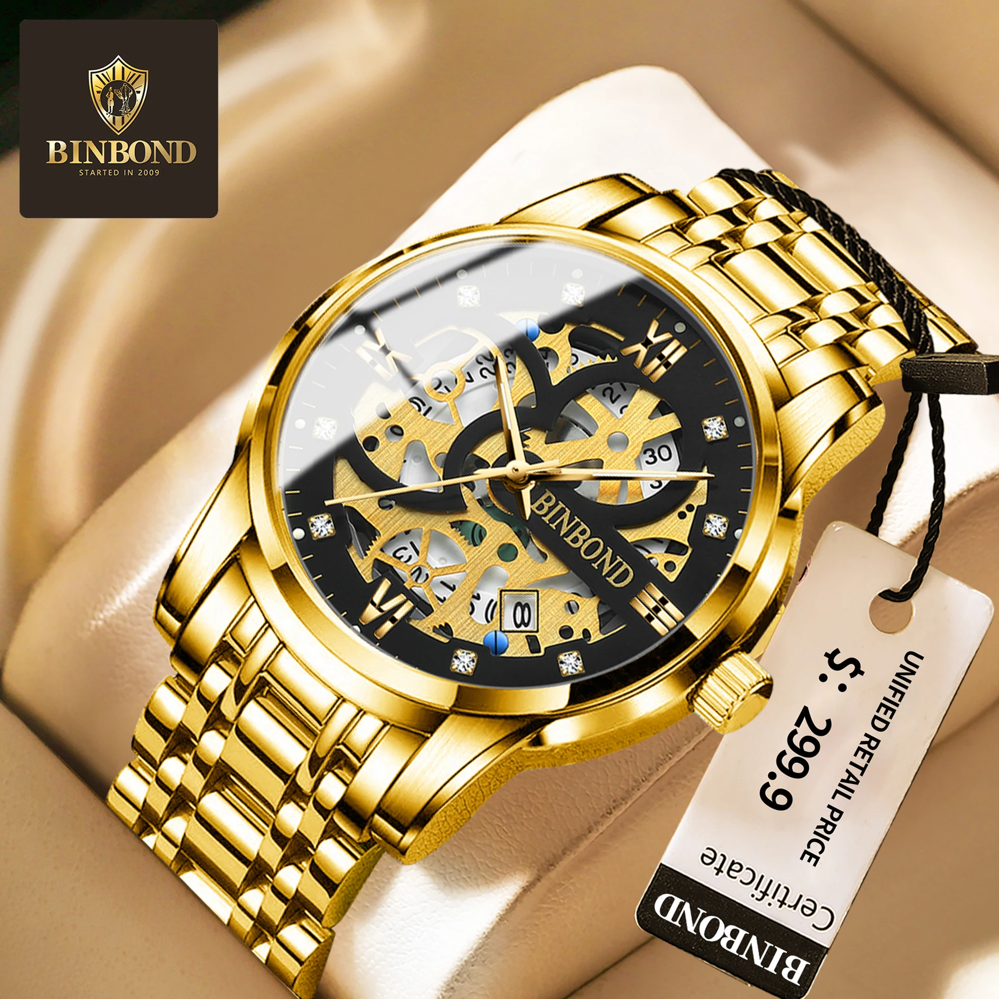 BINBOND hollow diamond inlaid watch, fashionable trend, night light waterproof non mechanical watch, men's watch
BINBOND hollow diamond inlaid watch, fashionable trend, night light waterproof non mechanical watch, men's watch