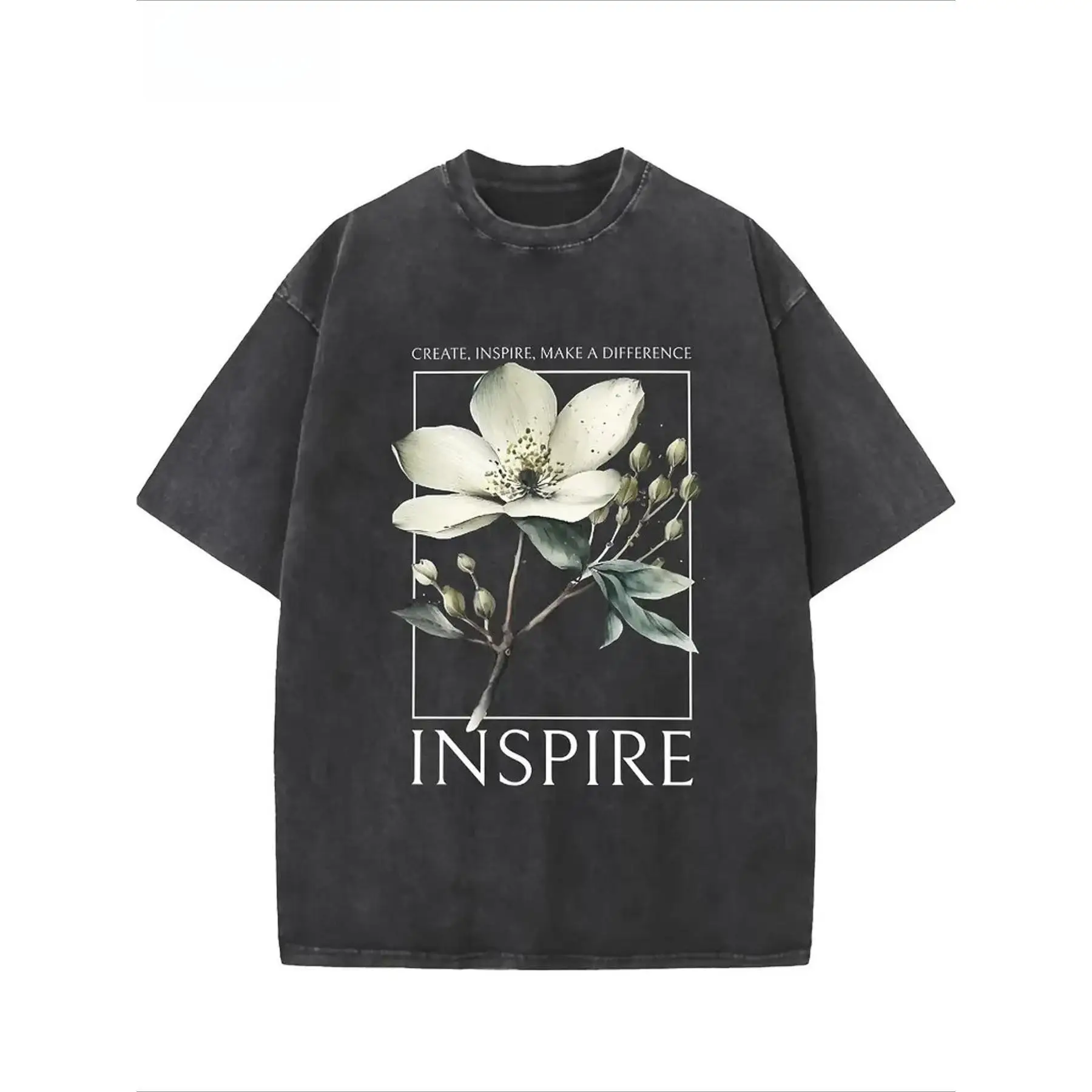 Vintage Cotton "Inspire" T-Shirt Oversized Floral Graphic Tee Slogan Streetwear Top Aesthetic Gift for Women
Vintage Cotton "Inspire" T-Shirt Oversized Floral Graphic Tee Slogan Streetwear Top Aesthetic Gift for Women