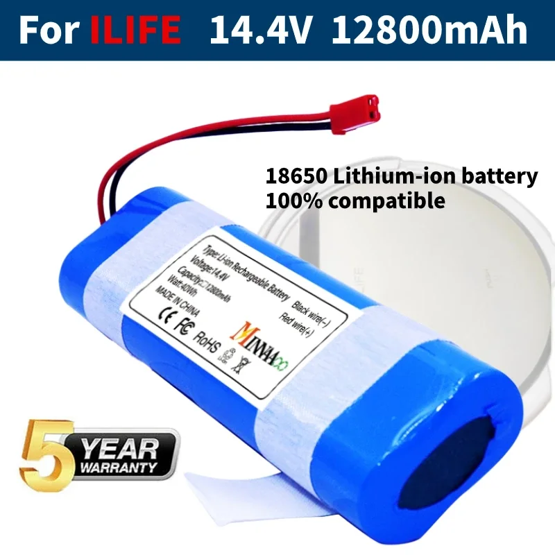 Сменная литиевая батарея 14,4 В для ILIFE V50 V55 V8s V3s Pro V5s Pro V8s X750, робот-пылесос емкостью 12800 мАч
Сменная литиевая батарея 14,4 В для ILIFE V50 V55 V8s V3s Pro V5s Pro V8s X750, робот-пылесос емкостью 12800 мАч