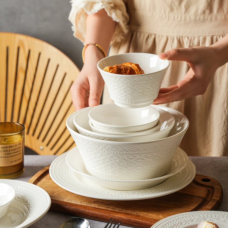 Jingdezhen White Ceramic Tableware Dishes and Plates Hotel Western Restaurant Ceramic Plate
Jingdezhen White Ceramic Tableware Dishes and Plates Hotel Western Restaurant Ceramic Plate