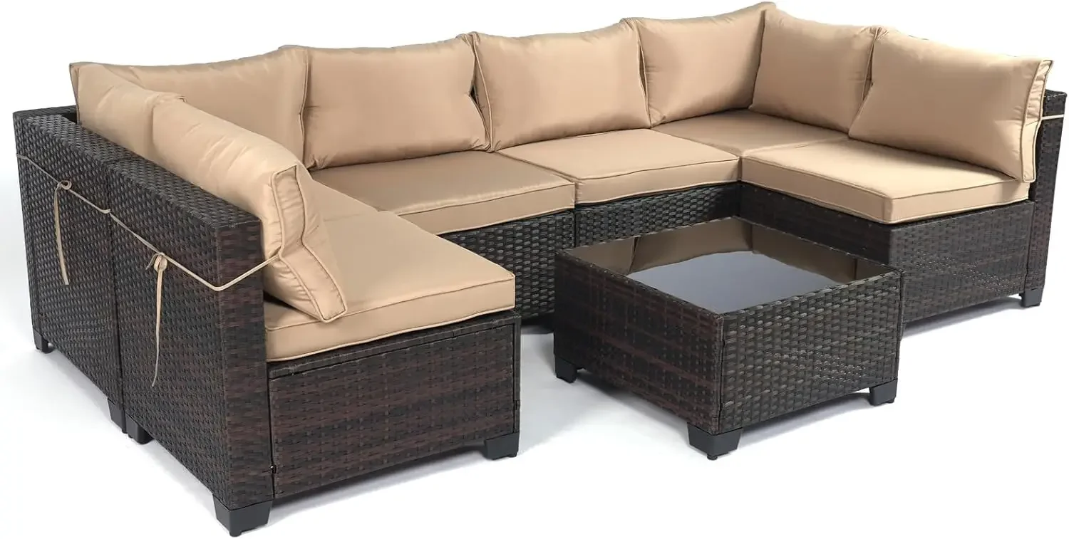 7 Pieces Outdoor Patio Furniture Sets,Rattan Conversation Sectional Set,Manual Weaving Wicker Patio Sofa with Tea Table
7 Pieces Outdoor Patio Furniture Sets,Rattan Conversation Sectional Set,Manual Weaving Wicker Patio Sofa with Tea Table