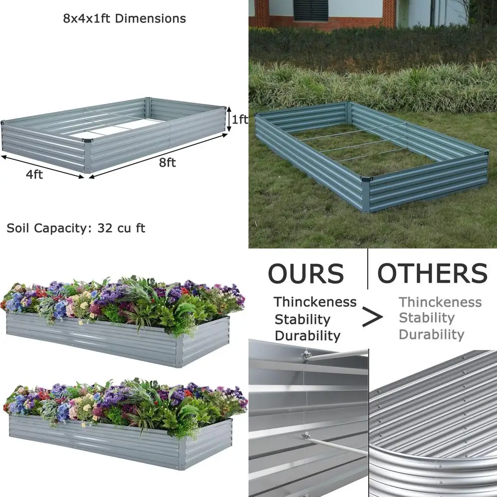 2-Pack Galvanized Metal Raised Garden Beds for Outdoor Planting - Ideal for Vegetables, Flowers, and Herbs in Grey
2-Pack Galvanized Metal Raised Garden Beds for Outdoor Planting - Ideal for Vegetables, Flowers, and Herbs in Grey