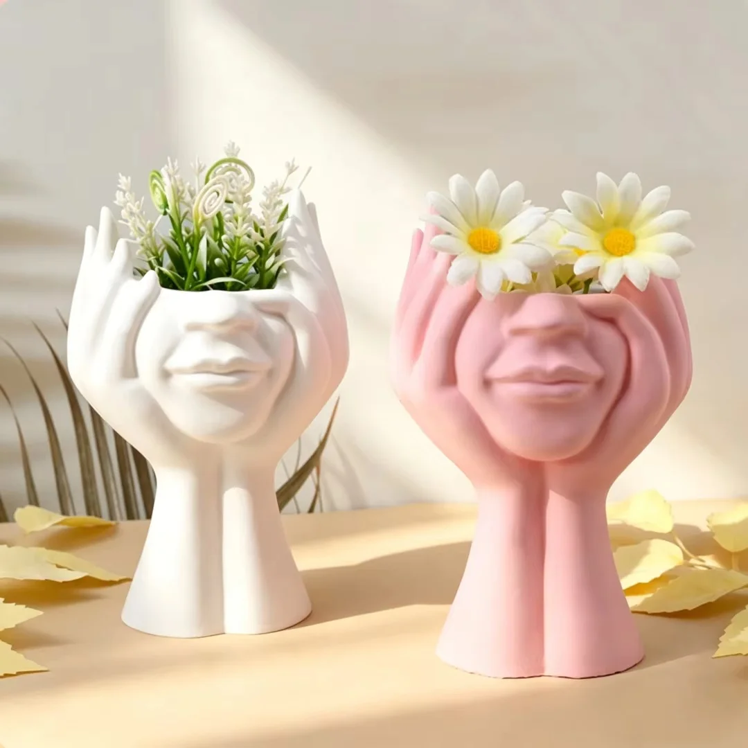 3D Face With Hands Vase Gypsum Silicone Mold Easy Demold For DIY Planter Pot Cement Concrete Flower Vase Home Decoration
3D Face With Hands Vase Gypsum Silicone Mold Easy Demold For DIY Planter Pot Cement Concrete Flower Vase Home Decoration