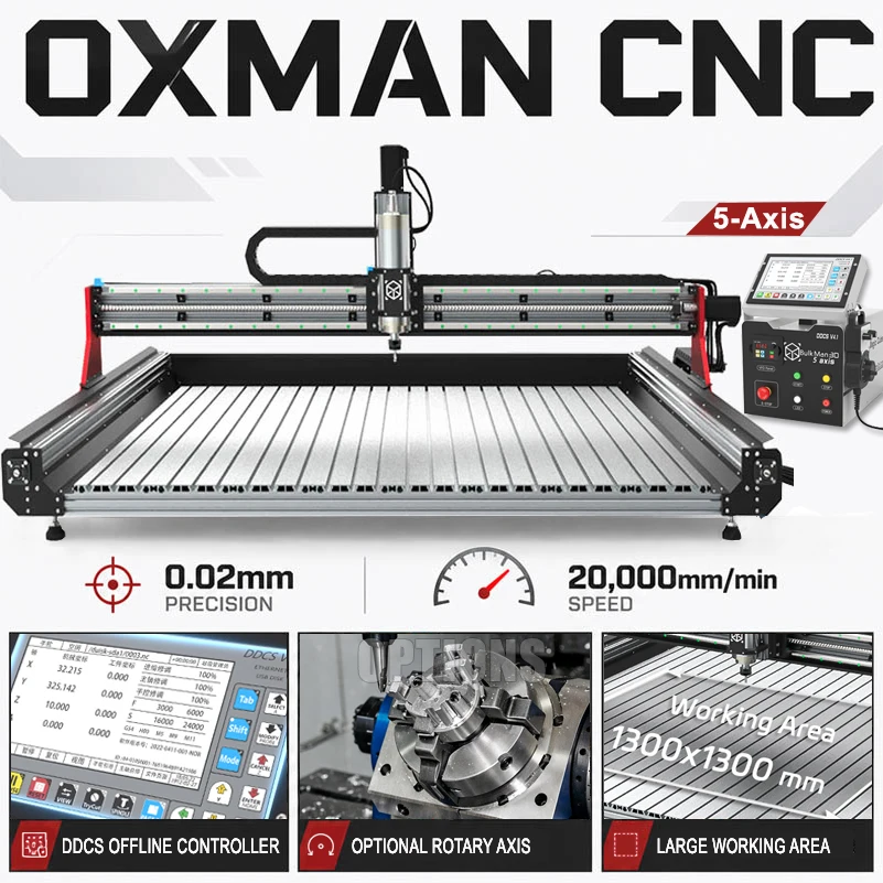BulkMan3D OXMAN 5-Axis CNC Machine Full Kit DDCSV4.1 Offline Control Ball Screw CNC Router Engraver Wood Metal Acrylic MDF DIY
BulkMan3D OXMAN 5-Axis CNC Machine Full Kit DDCSV4.1 Offline Control Ball Screw CNC Router Engraver Wood Metal Acrylic MDF DIY