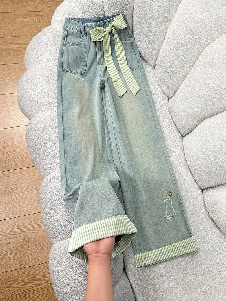 American Style Vintage Light Colored Loose Plaid Denim Pants Women's Summer New Loose Slim Straight Wide Leg Jeans
American Style Vintage Light Colored Loose Plaid Denim Pants Women's Summer New Loose Slim Straight Wide Leg Jeans