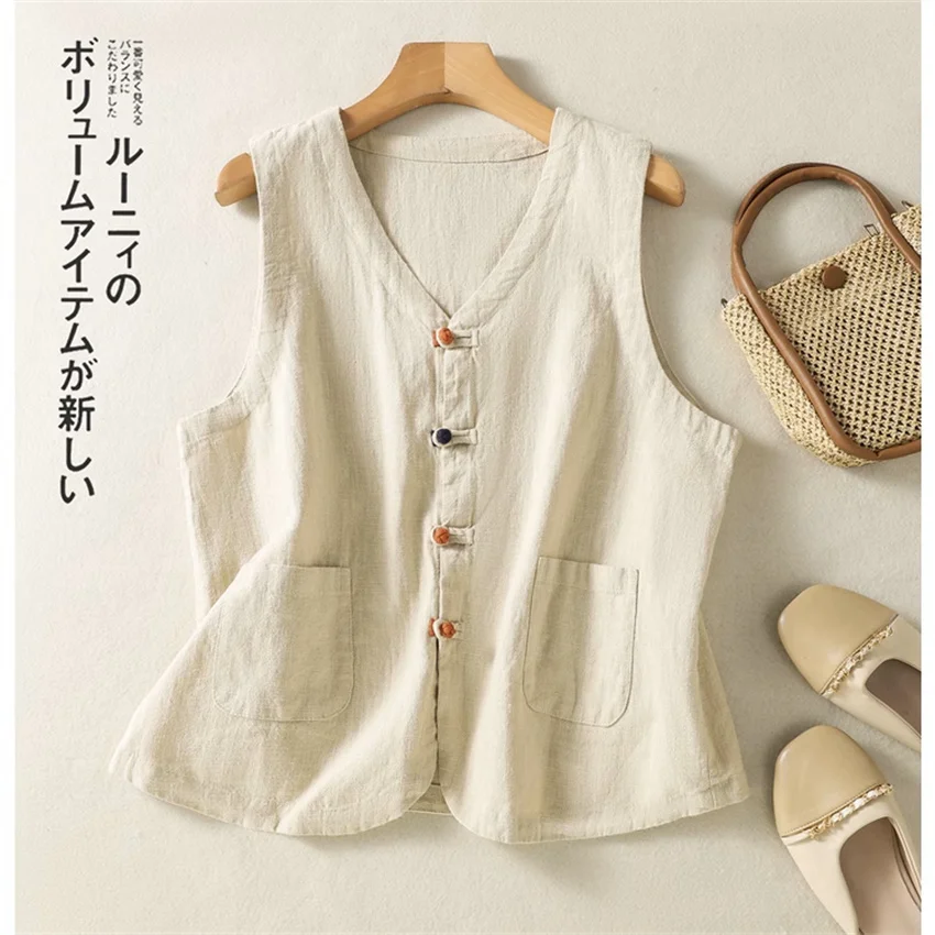 2025 Summer Women Cotton and Linen Vest Fashion Lady V-neck Solid Vests Big Size Female Sleeveless Jacket Short Paragraph WZ2417
2025 Summer Women Cotton and Linen Vest Fashion Lady V-neck Solid Vests Big Size Female Sleeveless Jacket Short Paragraph WZ2417