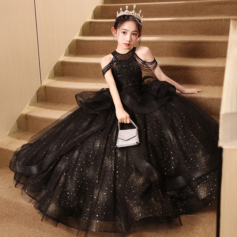 Вечернее легкое роскошное нишевое высококачественное черное платье принцессы для девочек, детский костюм для выступлений на фортепиано
Вечернее легкое роскошное нишевое высококачественное черное платье принцессы для девочек, детский костюм для выступлений на фортепиано