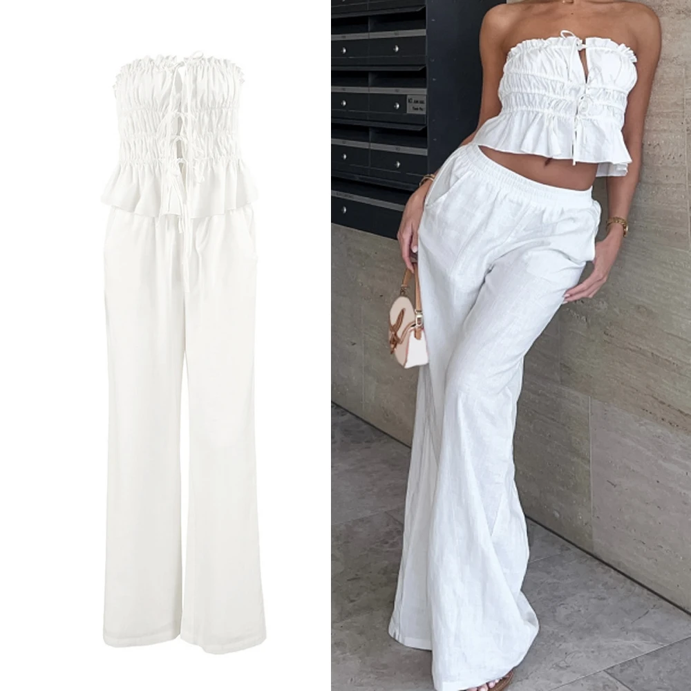 DriftWear 2025 Linen Tube Top & Wide Leg Pants Set|Summer Tie-Waist Two Piece Outfit|Women's Casual Beach Jumpsuit Alternative
DriftWear 2025 Linen Tube Top & Wide Leg Pants Set|Summer Tie-Waist Two Piece Outfit|Women's Casual Beach Jumpsuit Alternative