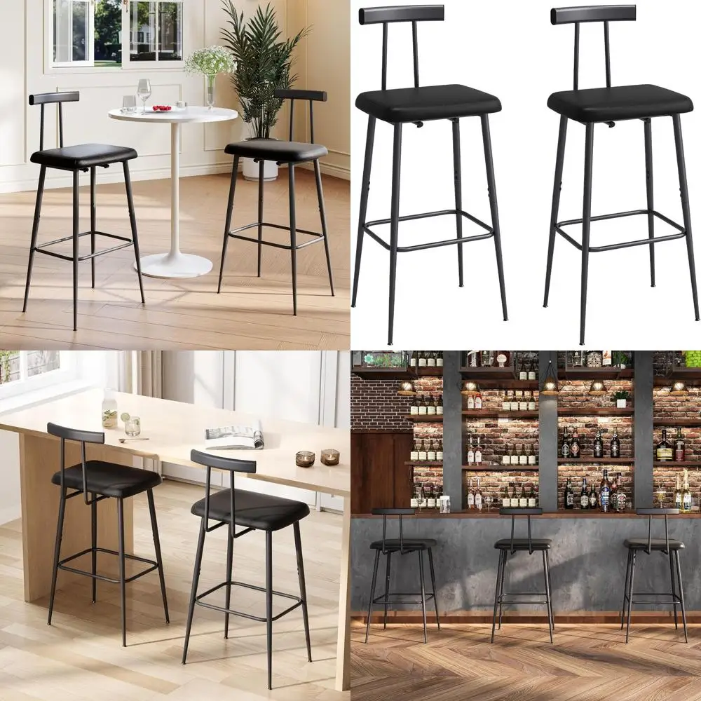 Set of 2 Tall Bar Stools with Backrest and Footrest, Counter Height Chairs, Leather Cushion, Suitable for Kitchen, Dining, and B
Set of 2 Tall Bar Stools with Backrest and Footrest, Counter Height Chairs, Leather Cushion, Suitable for Kitchen, Dining, and B