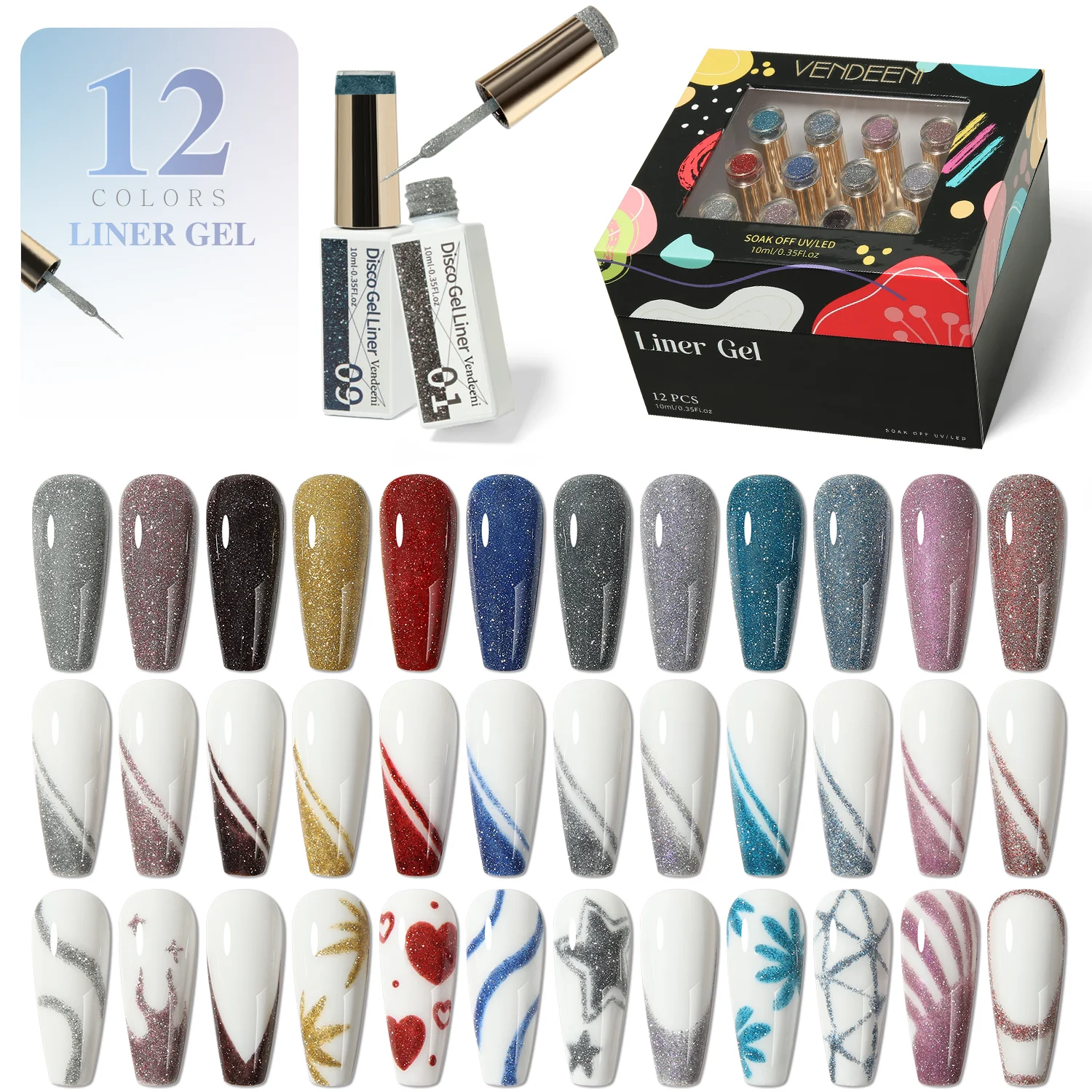 Vendeeni 12-цветная диско-пастельная подводка для дизайна ногтей, набор для дизайна ногтей, набор коробок для дизайна, гелевая краска, подводка для дизайна ногтей
Vendeeni 12-цветная диско-пастельная подводка для дизайна ногтей, набор для дизайна ногтей, набор коробок для дизайна, гелевая краска, подводка для дизайна ногтей