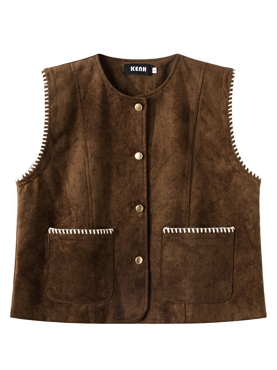 Women's Faux Suede Vest Spring Autumn New Lazy Style Sleeveless Waistcoat Single Breasted Casual Jacket Tops
Women's Faux Suede Vest Spring Autumn New Lazy Style Sleeveless Waistcoat Single Breasted Casual Jacket Tops