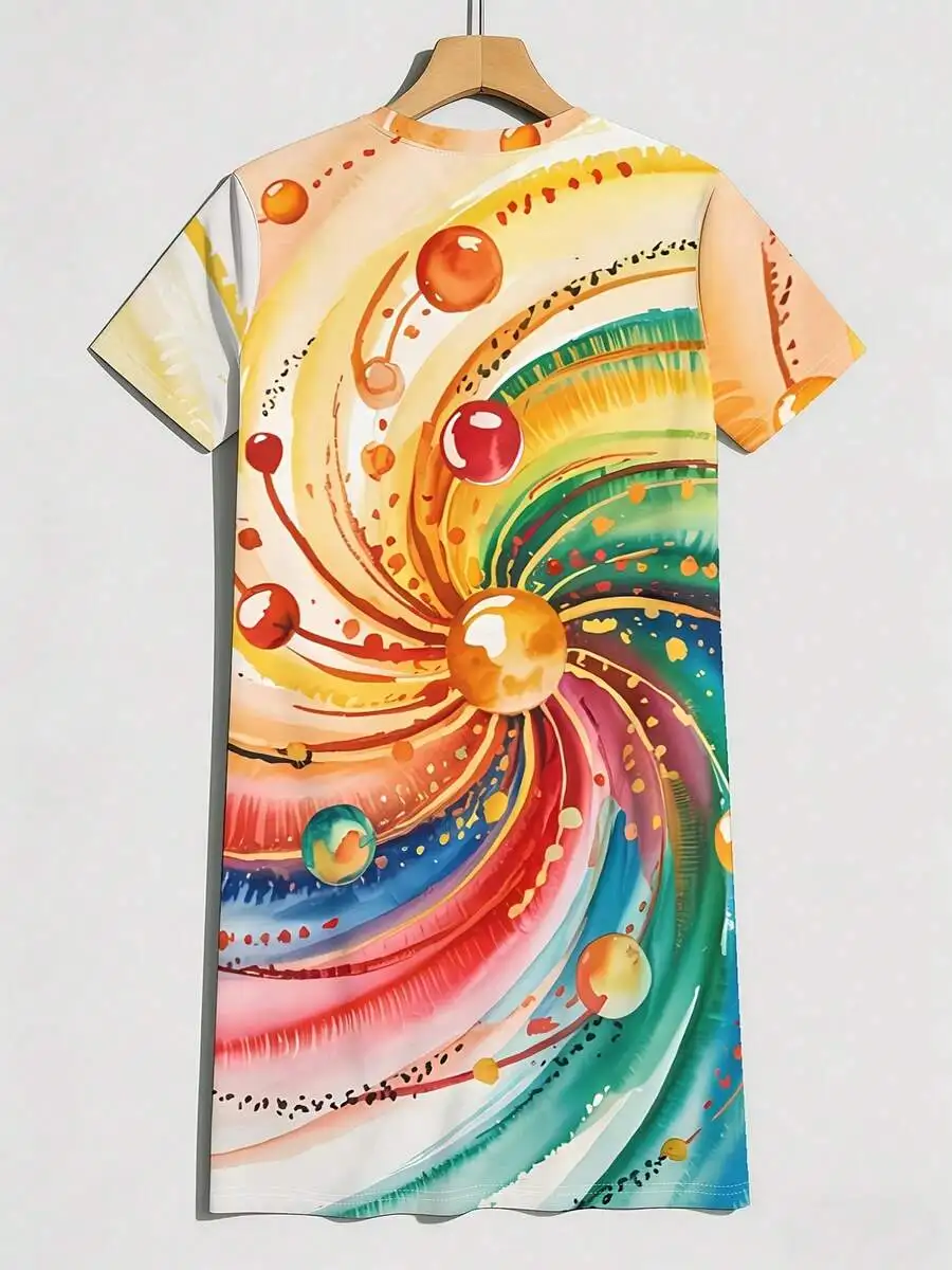 Womens Crew Neck Short Sleeve T-Shirt Dress With Digital Print, Casual Summer Dress
Womens Crew Neck Short Sleeve T-Shirt Dress With Digital Print, Casual Summer Dress