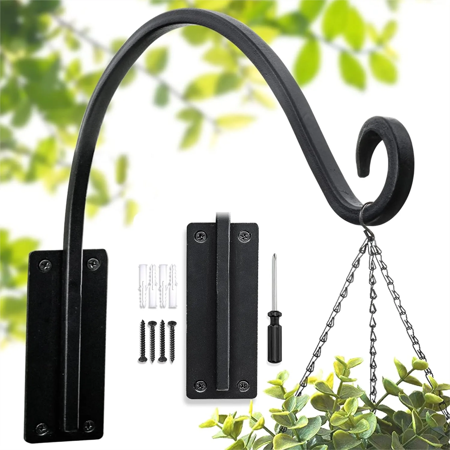 Heavy Duty Plant Hanger Bracket 16 inch, 80 lbs Capacity Outdoor Hand-Forged Hanging Bracket for Large Planters and Bird Feeders
Heavy Duty Plant Hanger Bracket 16 inch, 80 lbs Capacity Outdoor Hand-Forged Hanging Bracket for Large Planters and Bird Feeders