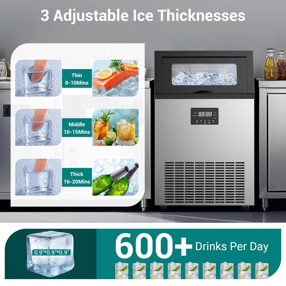 Commercial Ice Maker Machine 150 Lbs/24H Stainless Steel, with 50Lbs Storage Bin, Under Counter or Freestanding Ices Maker
Commercial Ice Maker Machine 150 Lbs/24H Stainless Steel, with 50Lbs Storage Bin, Under Counter or Freestanding Ices Maker