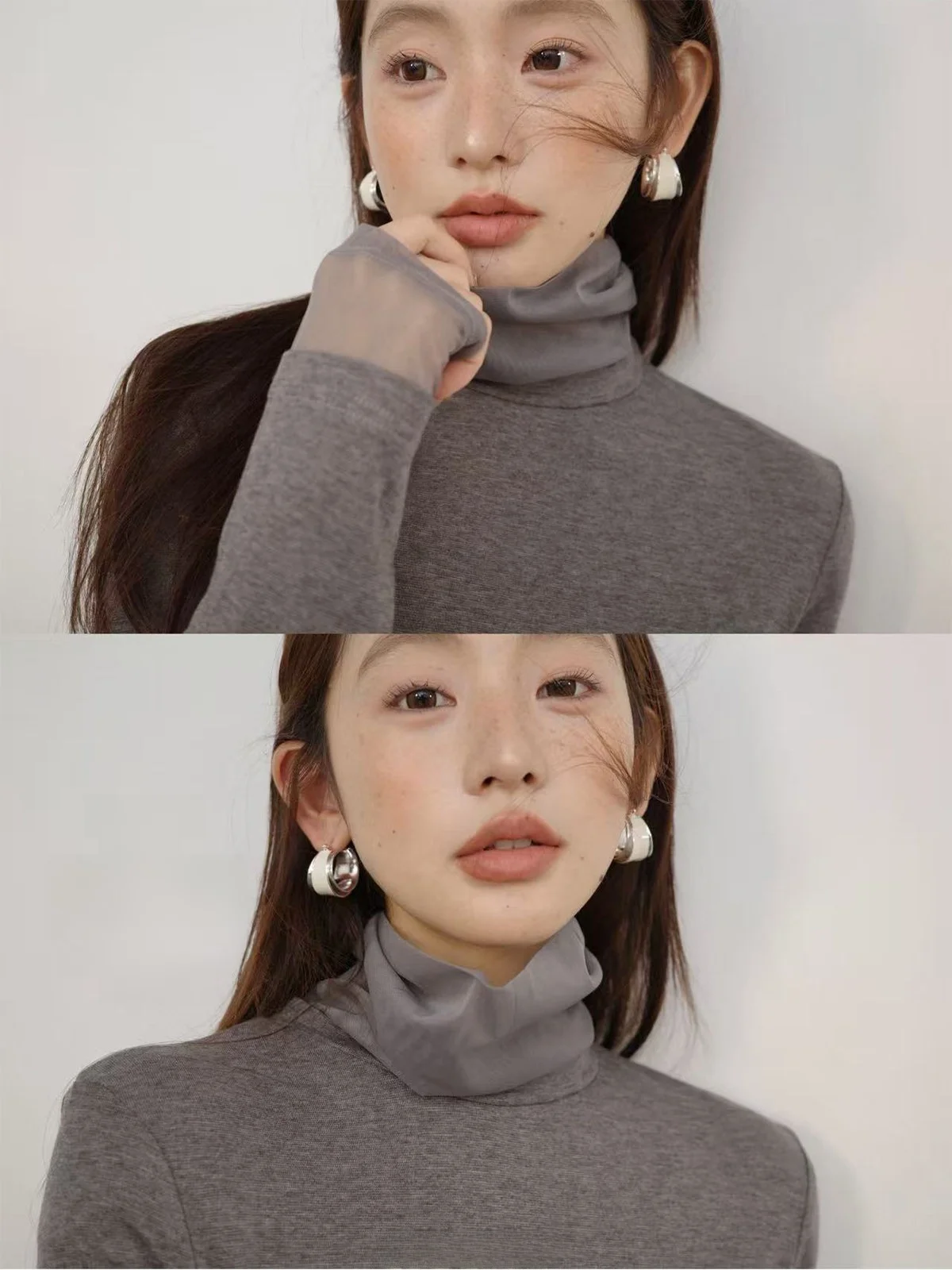 Flexible Wool Blend T-irt Layered Design Casual Sle Women's Top Lyrca Fiber Elastic Stretch Long Sve High Collar
Flexible Wool Blend T-irt Layered Design Casual Sle Women's Top Lyrca Fiber Elastic Stretch Long Sve High Collar