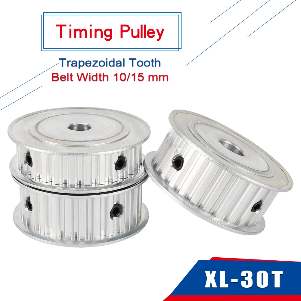XL 30T Timing Pulley Teeth Pitch 5.08 mm Trapezoidal Tooth Alloy Pulley Bore 6/8/10/12/14/15/17/18/19/20 mm Belt Width 10/15 mm
XL 30T Timing Pulley Teeth Pitch 5.08 mm Trapezoidal Tooth Alloy Pulley Bore 6/8/10/12/14/15/17/18/19/20 mm Belt Width 10/15 mm