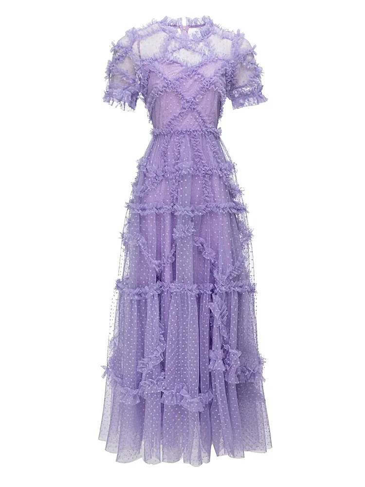 New High Quality Summer Fashion Party Mesh Dot Purple Elegant Sweet Sexy Chic Luxury Elegant Gorgeous Long Dresses For Women
New High Quality Summer Fashion Party Mesh Dot Purple Elegant Sweet Sexy Chic Luxury Elegant Gorgeous Long Dresses For Women
