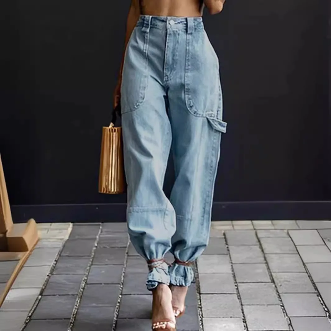 Популярные женские джинсы, уличная мода, новинка 2025, брюки-джоггеры, светло-голубые элитные утягивающие джинсы, брюки
Популярные женские джинсы, уличная мода, новинка 2025, брюки-джоггеры, светло-голубые элитные утягивающие джинсы, брюки