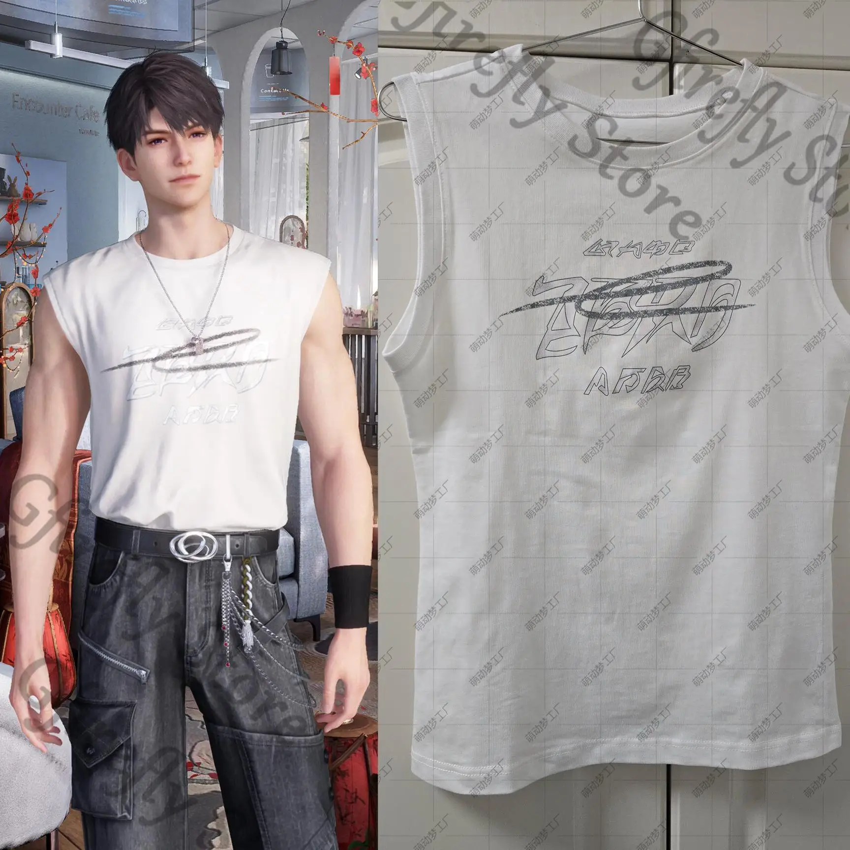 Love and Deepspace Short Sleeve T-shirt Caleb Sleeveless Cosplay Printing Summer Fitness Cotta Clothes Anime Garment
Love and Deepspace Short Sleeve T-shirt Caleb Sleeveless Cosplay Printing Summer Fitness Cotta Clothes Anime Garment