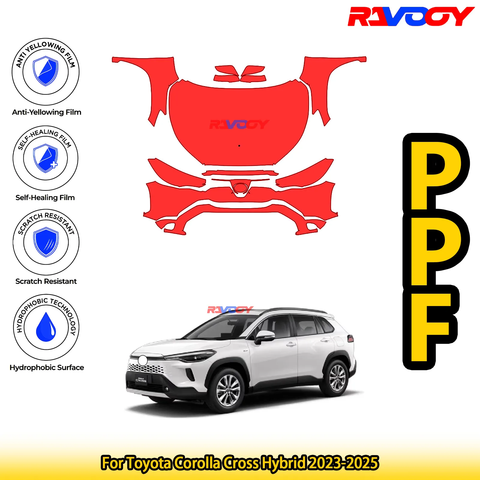 Для Toyota Corolla Cross Hybrid 2023-2025 глянцевая матовая черная предварительно вырезанная передняя защитная пленка PPF Kit
Для Toyota Corolla Cross Hybrid 2023-2025 глянцевая матовая черная предварительно вырезанная передняя защитная пленка PPF Kit