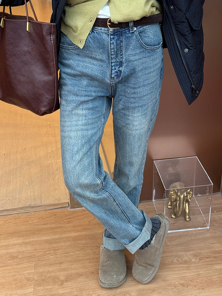 Женские прямые джинсы из синего денима, удлиненные повседневные брюки, осенне-зимние, новые, эластичные, удобные джинсы
Женские прямые джинсы из синего денима, удлиненные повседневные брюки, осенне-зимние, новые, эластичные, удобные джинсы