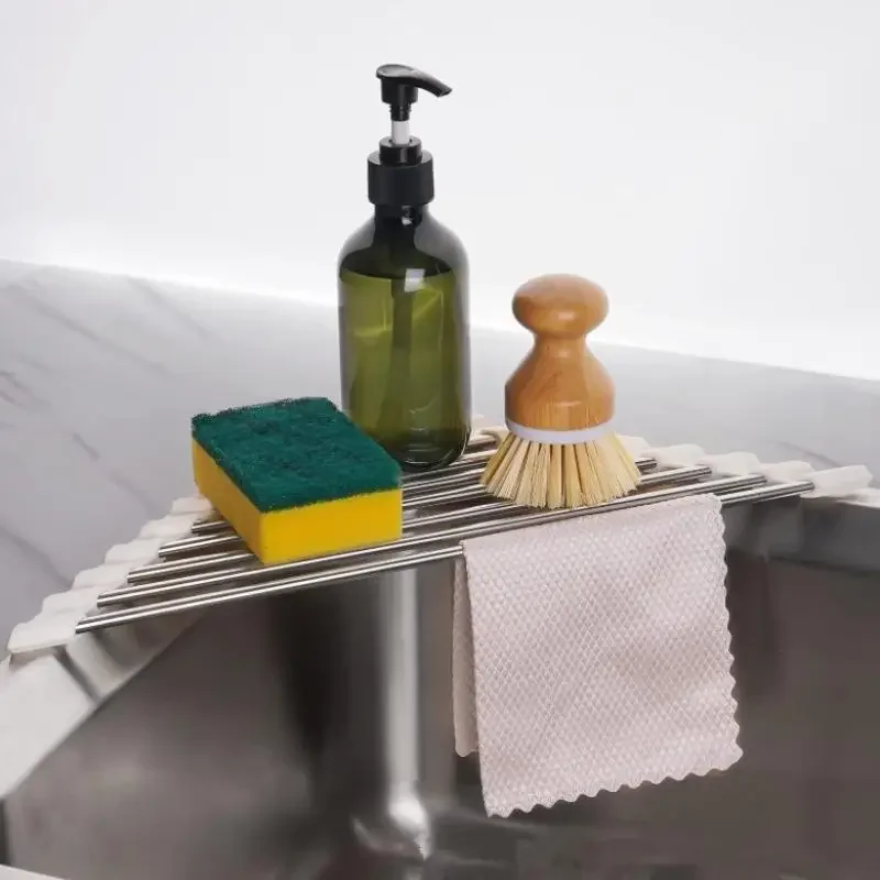Складная треугольная сушилка для посуды из нержавеющей стали, складной органайзер для кухонной мойки, угол над раковиной, держатель для губки, тряпки, сушилка
Складная треугольная сушилка для посуды из нержавеющей стали, складной органайзер для кухонной мойки, угол над раковиной, держатель для губки, тряпки, сушилка