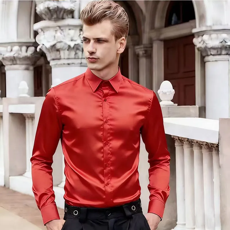 European Size Men's Satin Long Sve irt Casual Sle Stand Fit Outerwear for Nightclub Wear Breathable Polyester Blend
European Size Men's Satin Long Sve irt Casual Sle Stand Fit Outerwear for Nightclub Wear Breathable Polyester Blend